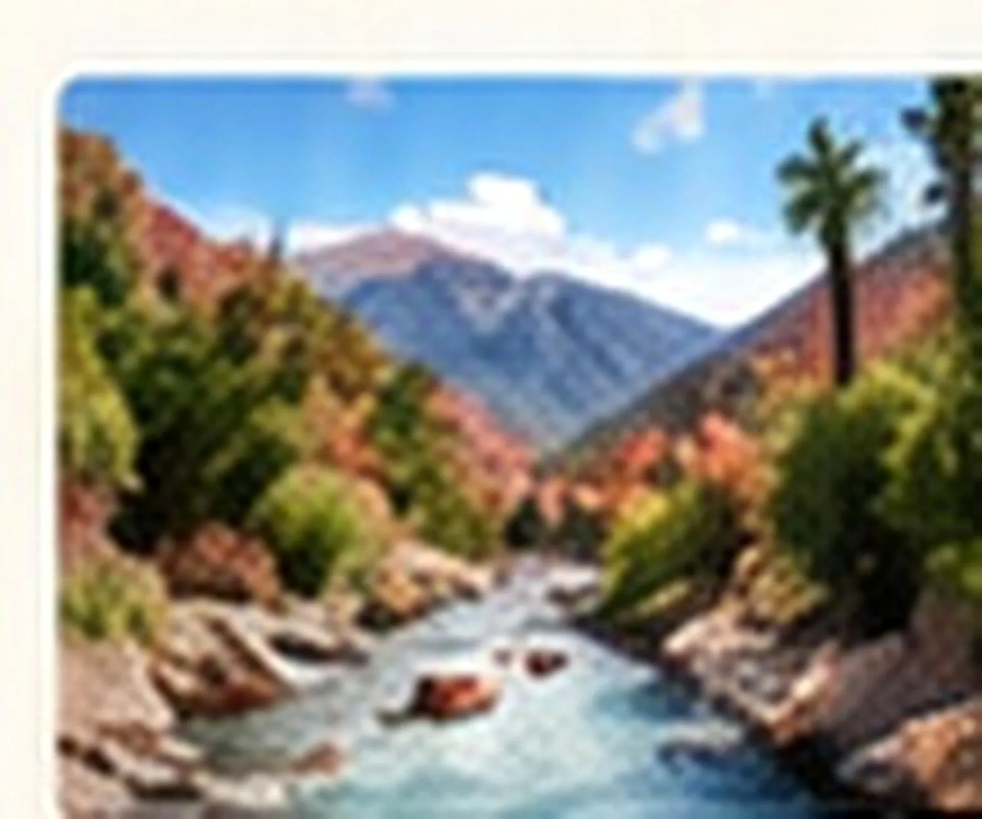 Mountain valley and gorge scenery in Morocco