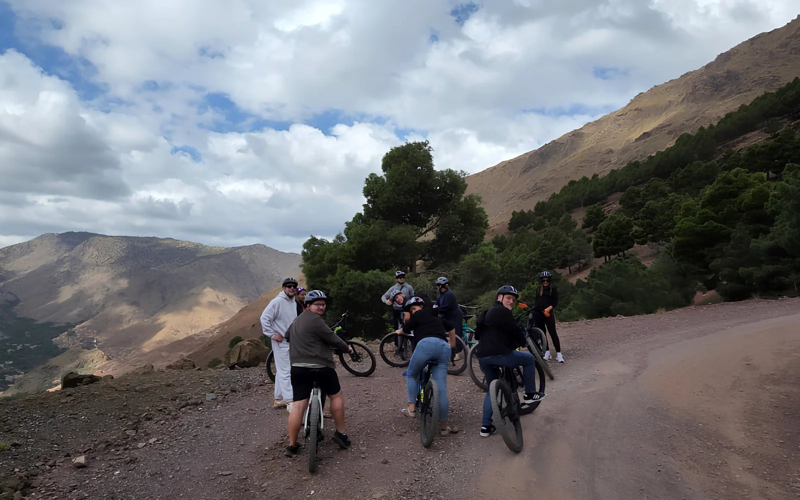 Group preparing for a private e-bike experience in the Atlas Mountains, Morocco