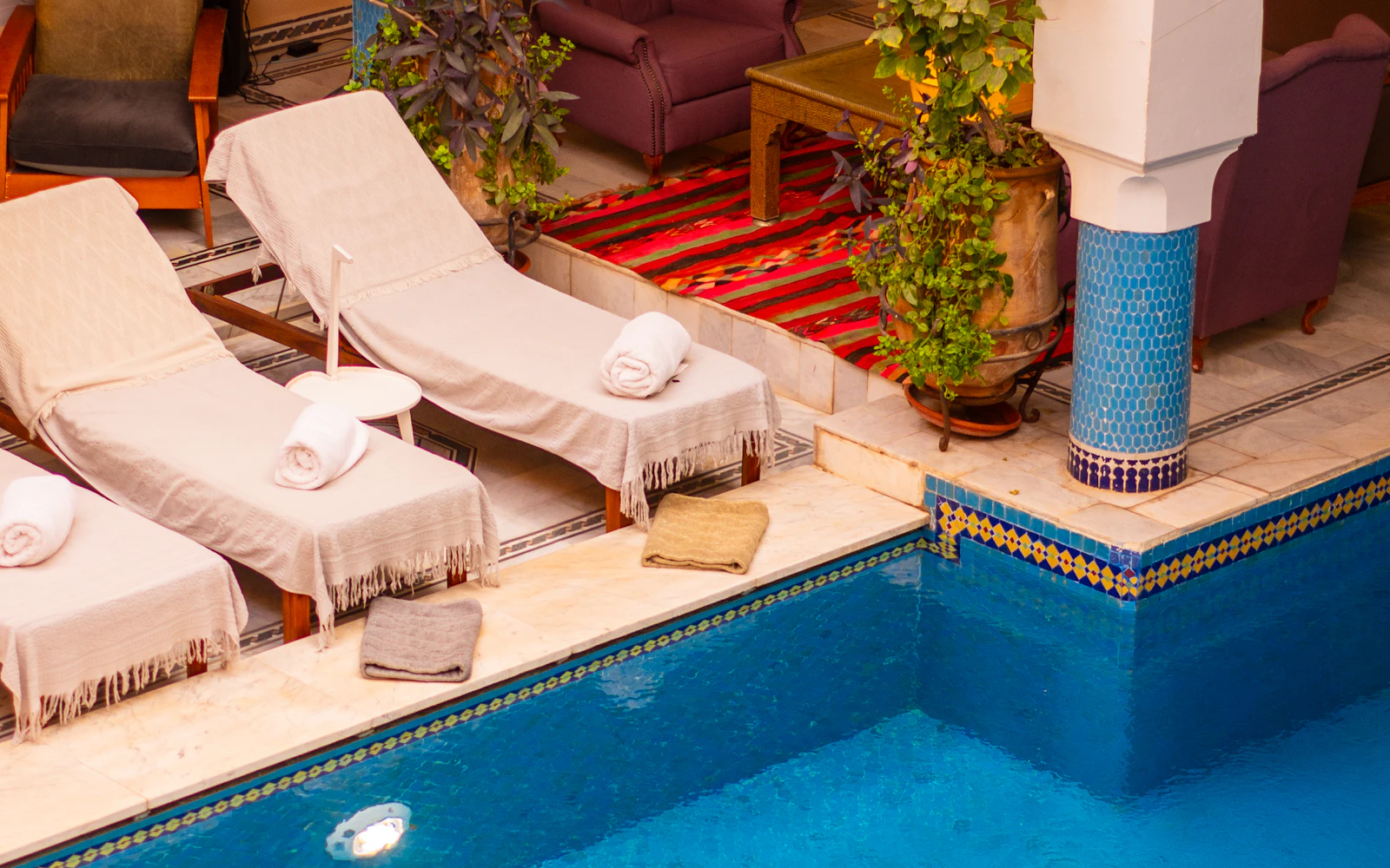 Real Moroccan luxury riad pool and terrace, five-day itinerary in Marrakech
