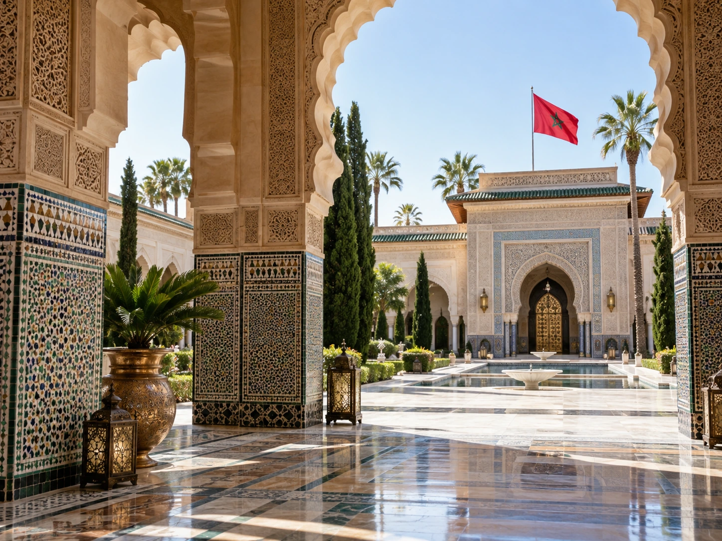 Refined Moroccan official courtyard for diplomatic travel