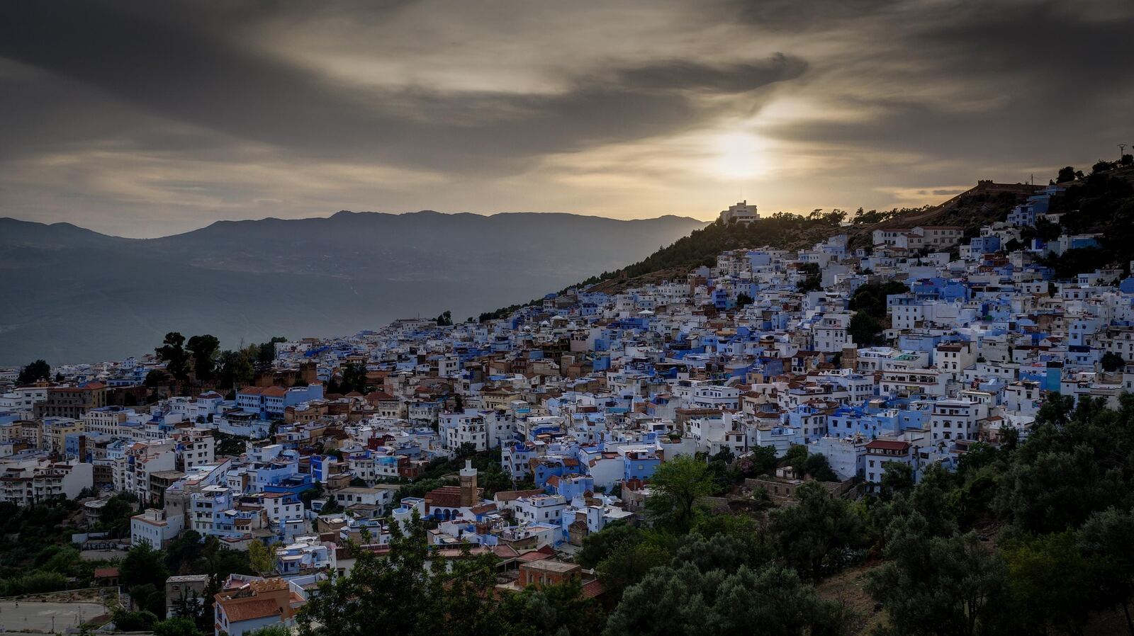 Chefchaouen at sunset on a Grand Morocco journey