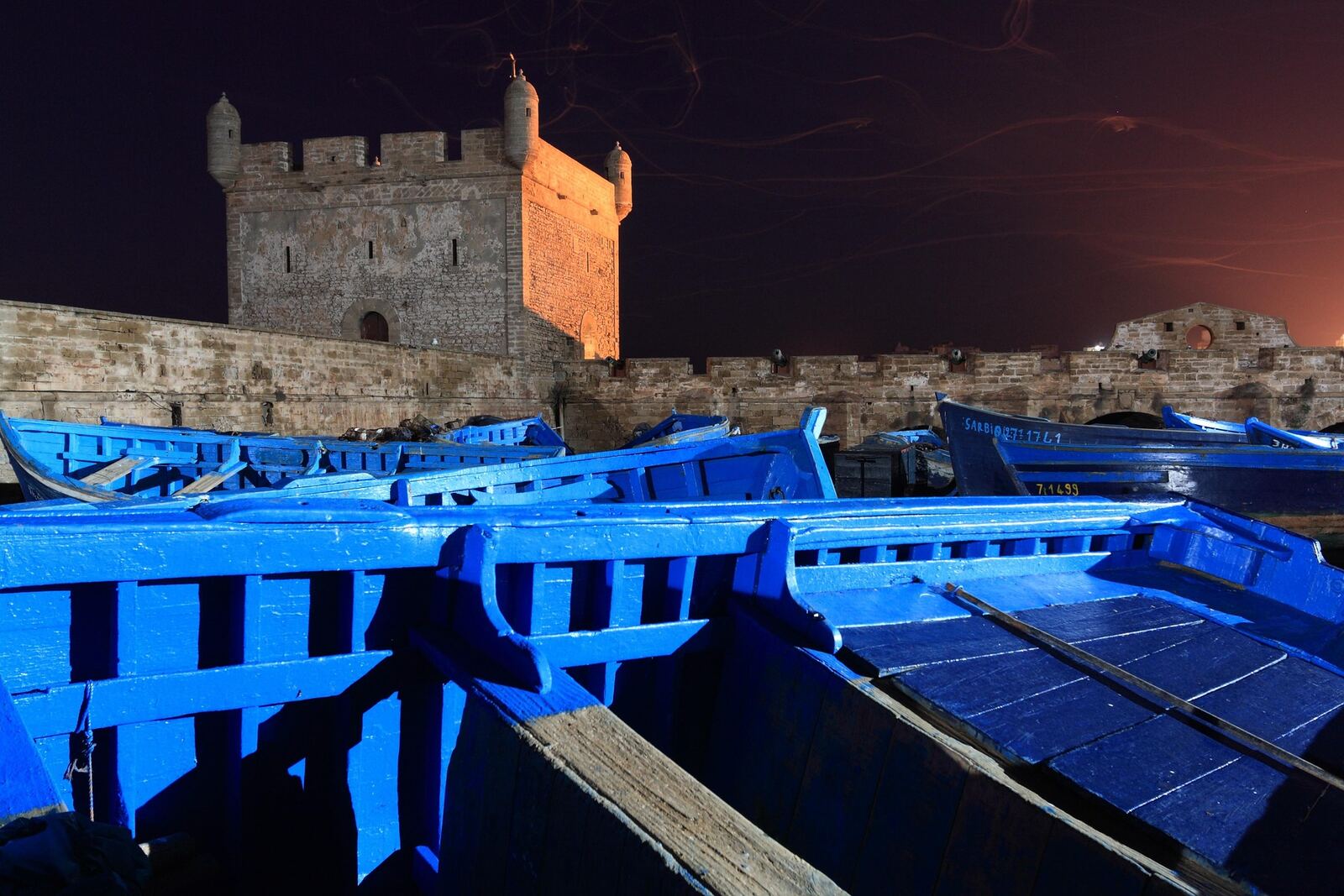Essaouira port at night
