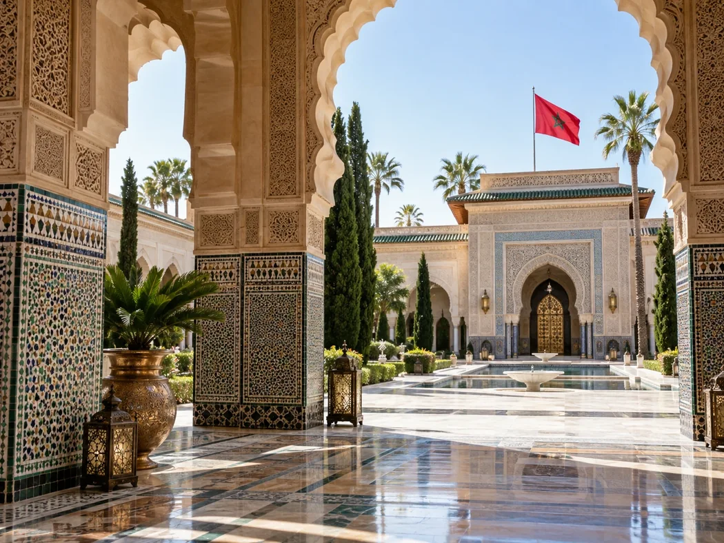 Elegant Moroccan official courtyard for diplomatic and delegation programs