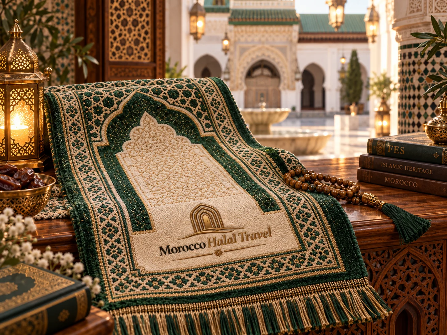 Prayer rug and tasbih welcome gift